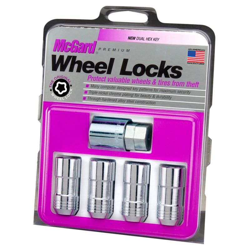 McGard Wheel Lock Nut Set - 4pk. (Cone Seat) M14X1.5 / 21mm & 22mm Dual Hex / 1.965in. L - Chrome-tuningsupply.com