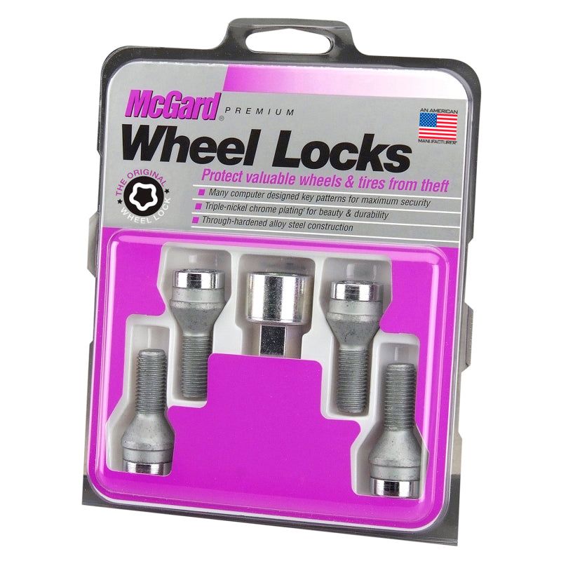 McGard Wheel Lock Bolt Set - 4pk. (Cone Seat) M12X1.5 / 17mm Hex / 25.5mm Shank Length - Chrome-tuningsupply.com