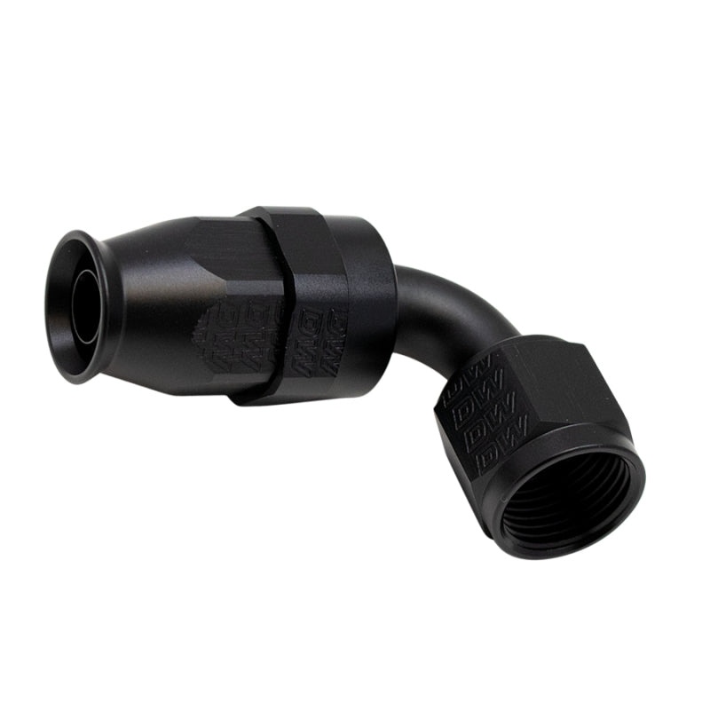 DeatschWerks 8AN Female Swivel 90-Degree Hose End PTFE (Incl 1 Olive Insert) - Anodized Matte Black-tuningsupply.com