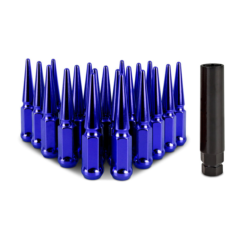 Mishimoto Steel Spiked Lug Nuts M12x1.5 20pc Set - Blue-tuningsupply.com