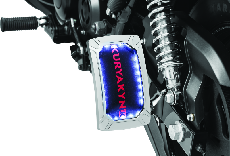 Kuryakyn Nova Curved Vertical Mount Side License Plate Holder Chrome-tuningsupply.com