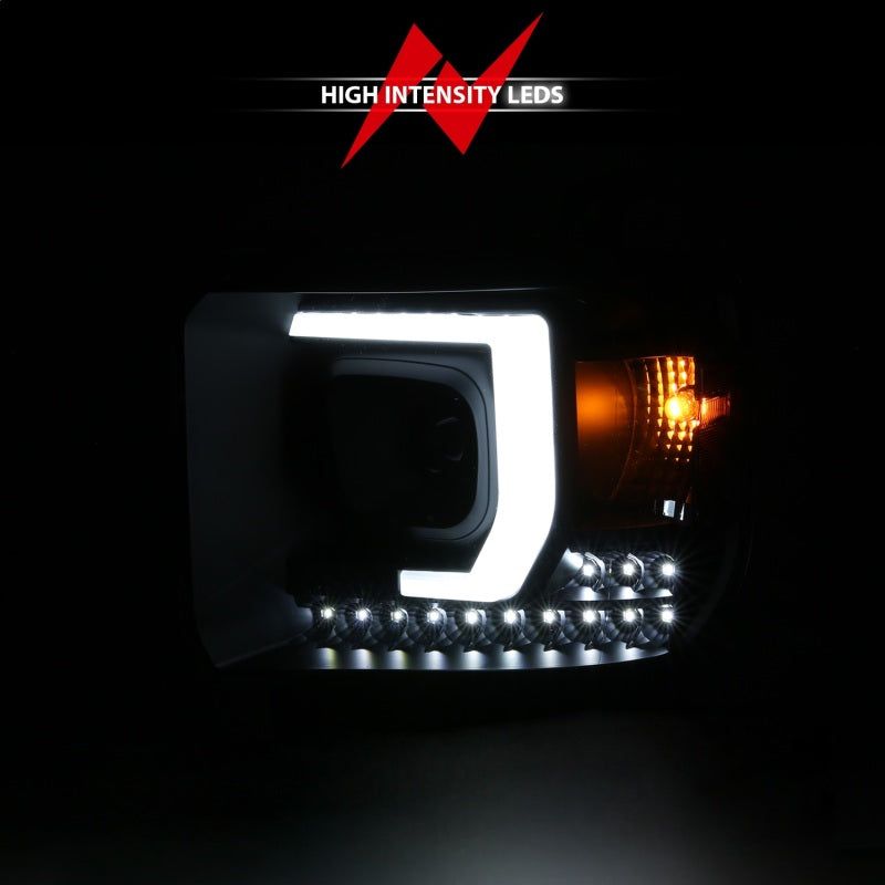 ANZO 2014-2015 Gmc Sierra 1500HD Projector Plank Style Headlight Black W/ Drl-tuningsupply.com