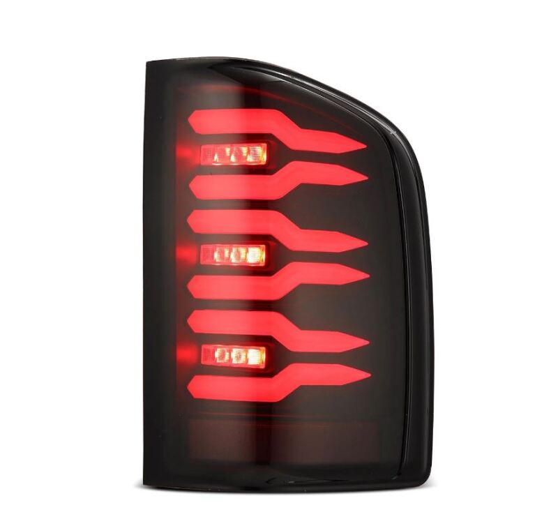 AlphaRex 07-14 Chevrolet Silverado 1500/2500HD/3500HD Luxx-Series LED Tail Lights Blk w/Smoked Lens-tuningsupply.com