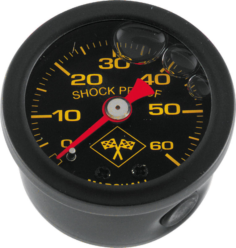 Bikers Choice 0-60 PSI Oil Pressure Gauge Black Face Black Bezel Liquid Filled Universal Custom-tuningsupply.com