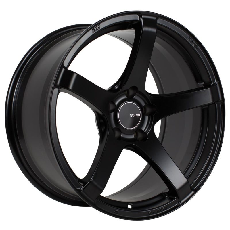 Enkei Kojin 18x8.5 45mm Offset 5x100 Bolt Pattern 72.6mm Bore Dia Matte Black Wheel-tuningsupply.com