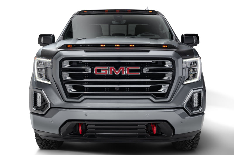 AVS 19-22 GMC Sierra 1500 Aeroskin Low Profile Hood Shield w/ Lights - Black-tuningsupply.com