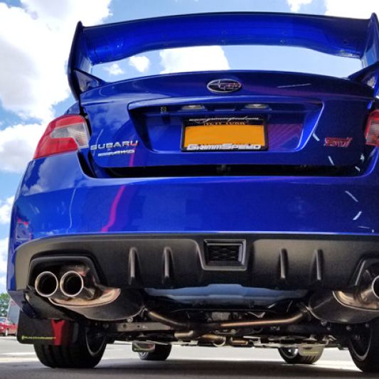 Rally Armor 15-21 Subaru WRX/STI (Sedan ONLY) Black UR Mud Flap w/ Green Logo-Mud Flaps-Rally Armor-RALMF32-UR-BLK/CGN-SMINKpower Performance Parts