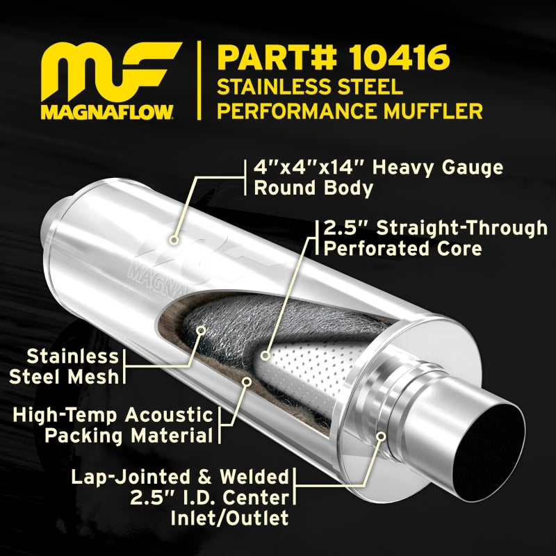 MagnaFlow Muffler Mag SS 14X4X4 2.5X2.5-tuningsupply.com