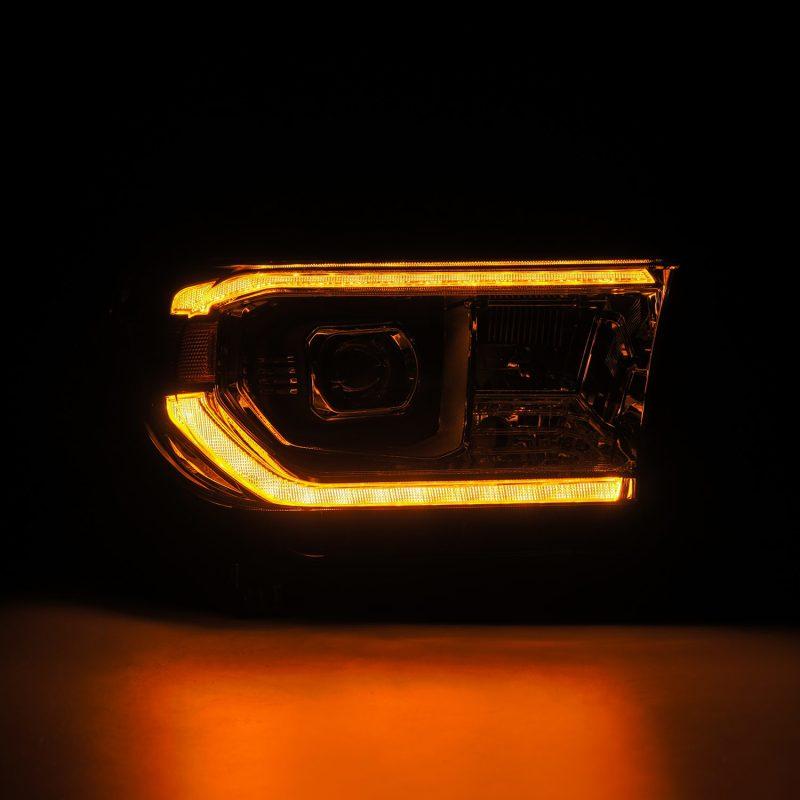 AlphaRex 07-13 Toyota Tundra / 08-17 Sequoia LUXX LED Proj HL Chrome w/Actv Light / Seq. Sig + DRL-tuningsupply.com