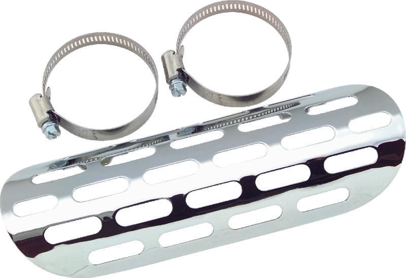 Bikers Choice Chrome Perforated Heat Shield Fits 1 3/4 & 2 Inch Pipe Custom-tuningsupply.com