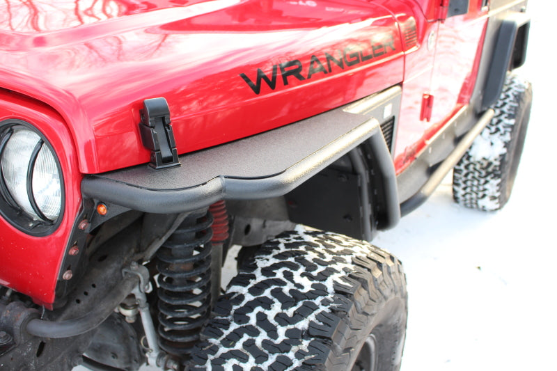 Fishbone Offroad 97-06 Jeep Wrangler TJ Steel Tube Fenders Rear 3In Flare - Blk Textured Powdercoat-tuningsupply.com