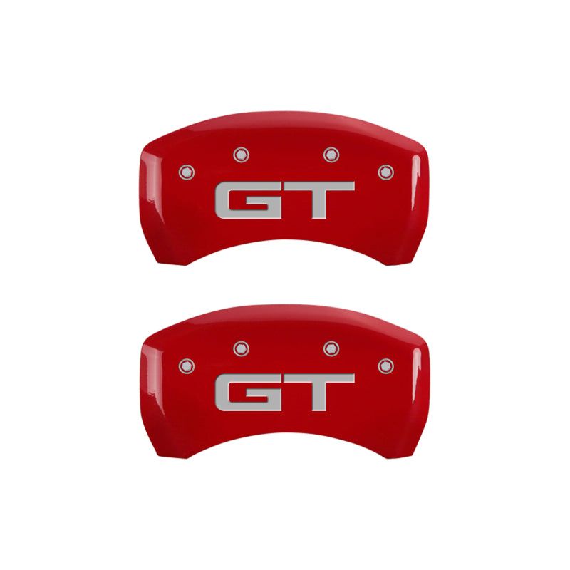 MGP 4 Caliper Covers Engraved Front 2015/Mustang Engraved Rear 2015/GT Red finish silver ch-Caliper Covers-MGP-MGP10201S2MGRD-SMINKpower Performance Parts