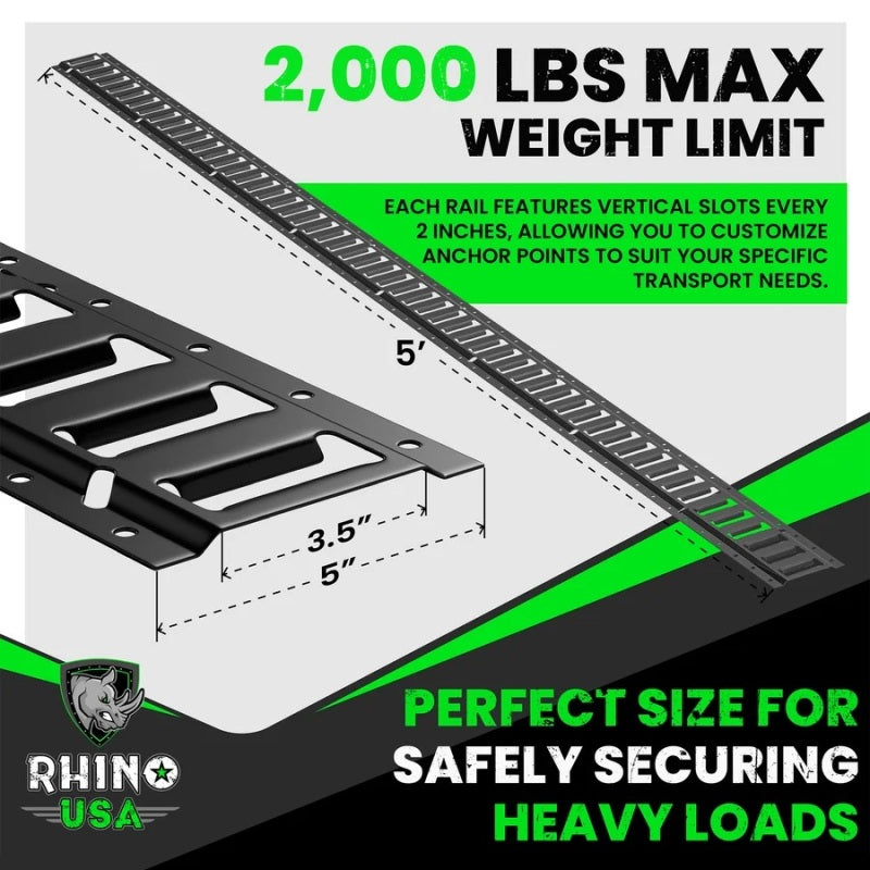 

Rhino USA TD-ETRAIL5-4PK-BLK - RSATD-ETRAIL5-4PK-BLK - Rhino USA 5Ft E-Track Tie-Down Rails, Black (4 Pack) - Shipped in Europe - Tuningsupply.com
