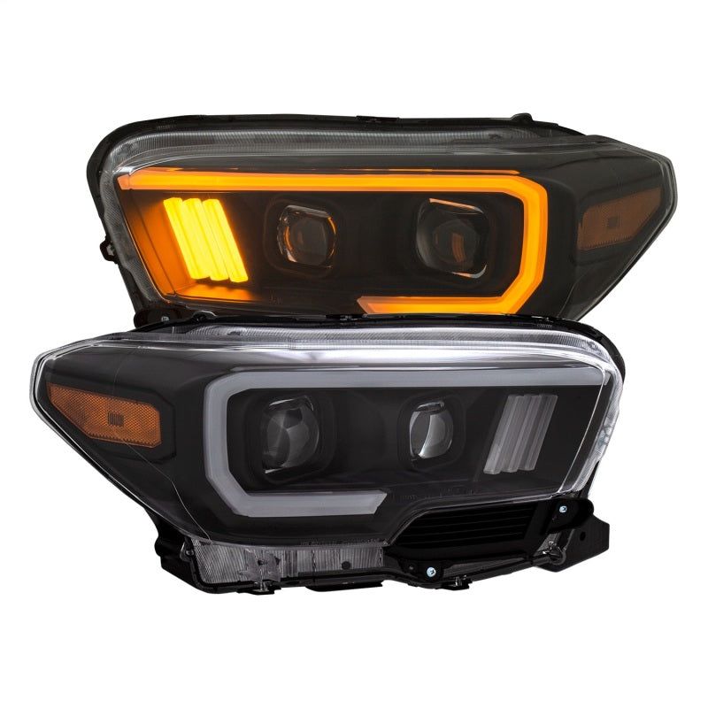 ANZO 2016-2017 Toyota Tacoma Projector Headlights w/ Plank Style Switchback Black w/ Amber-tuningsupply.com