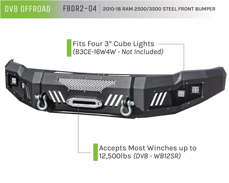 

DV8 Offroad  - DVEFBDR2-04 - DV8 Offroad 10-18 RAM 2500 Front Bumper - Shipped in Europe - Tuningsupply.com
