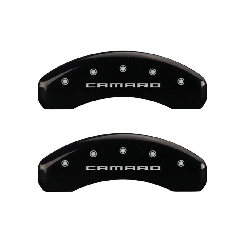 MGP 4 Caliper Covers Engraved Front & Rear Gen 5/Camaro Black finish silver ch-tuningsupply.com