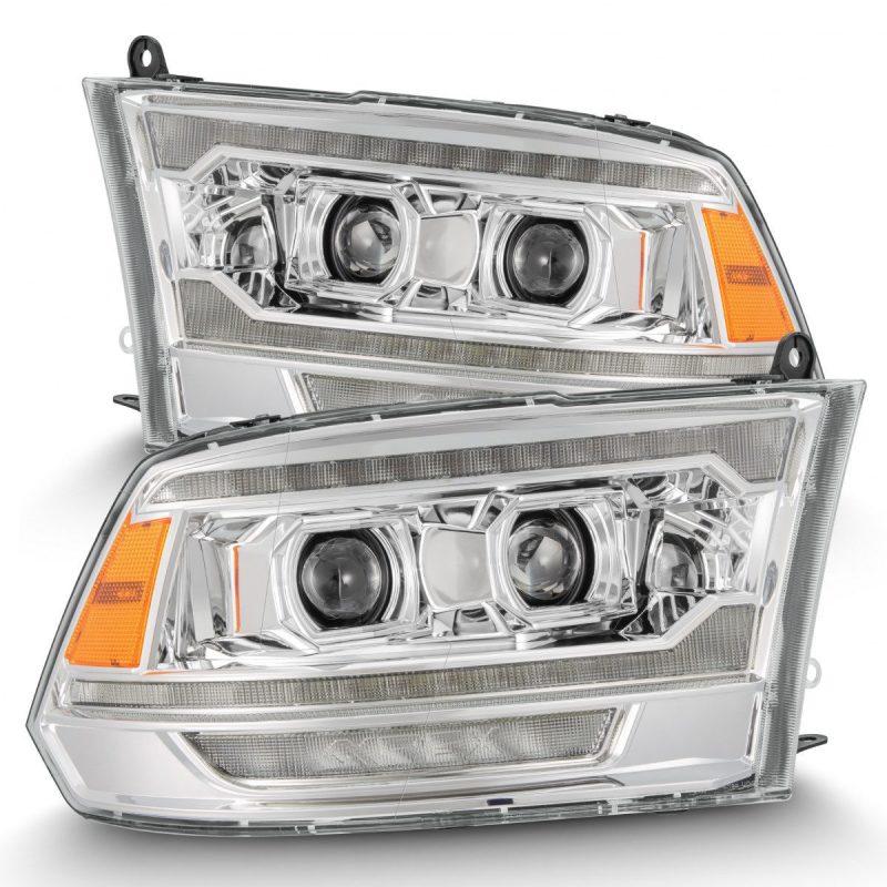 AlphaRex 09-18 Dodge Ram 2500 LUXX LED Proj Headlights Plank Style Chrm w/Activ Light/Seq Signal/DRL-tuningsupply.com