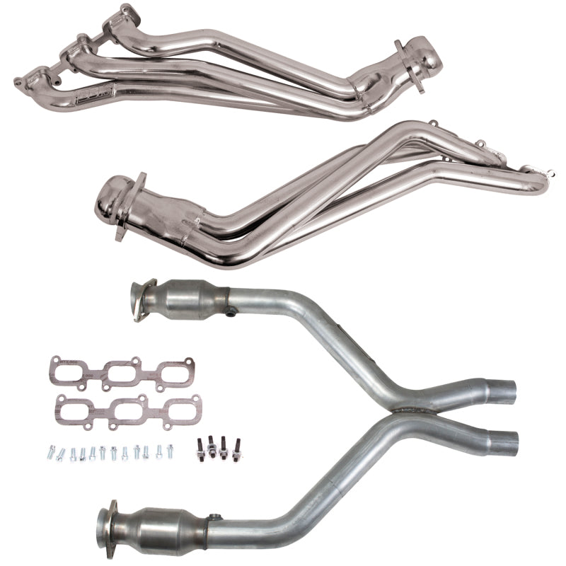 BBK 11-14 Ford Mustang V6 1-3/4 Long Tube Headers w/High Flow Catted X-Pipe (Silver Ceramic)-tuningsupply.com