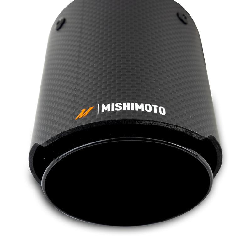 Mishimoto 2x Carbon Fiber Muffler Tip 2.5in Inlet 3.5in Outlet Black-tuningsupply.com