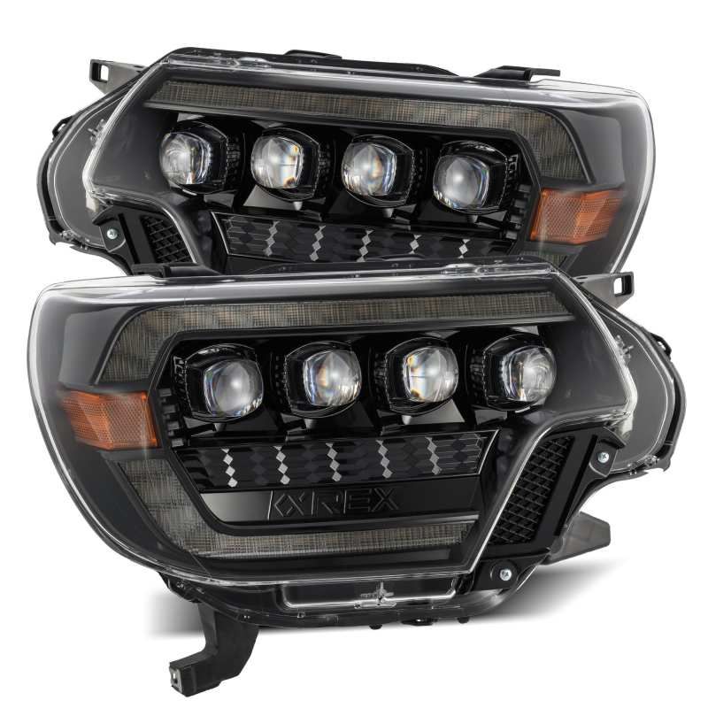 AlphaRex 12-15 Toyota Tacoma NOVA LED Proj Headlights Plank Alpha Blk w/Activ Light/Seq Signal/DRL-tuningsupply.com