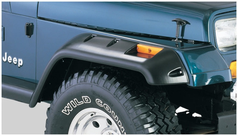 Bushwacker 87-95 Jeep Wrangler Cutout Style Flares 2pc Cutting Optional Not Renegade - Black-tuningsupply.com