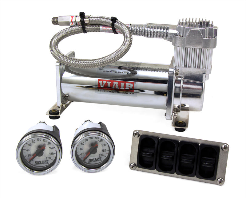 Air Lift 4-Way Manual Control System 100% Duty 1/4in Line 4 Gal. Tank.-tuningsupply.com