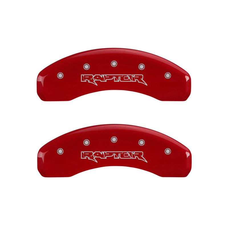 MGP 4 Caliper Covers Engraved Front & Rear Raptor Red finish silver ch-Caliper Covers-MGP-MGP10219SRPTRD-SMINKpower Performance Parts