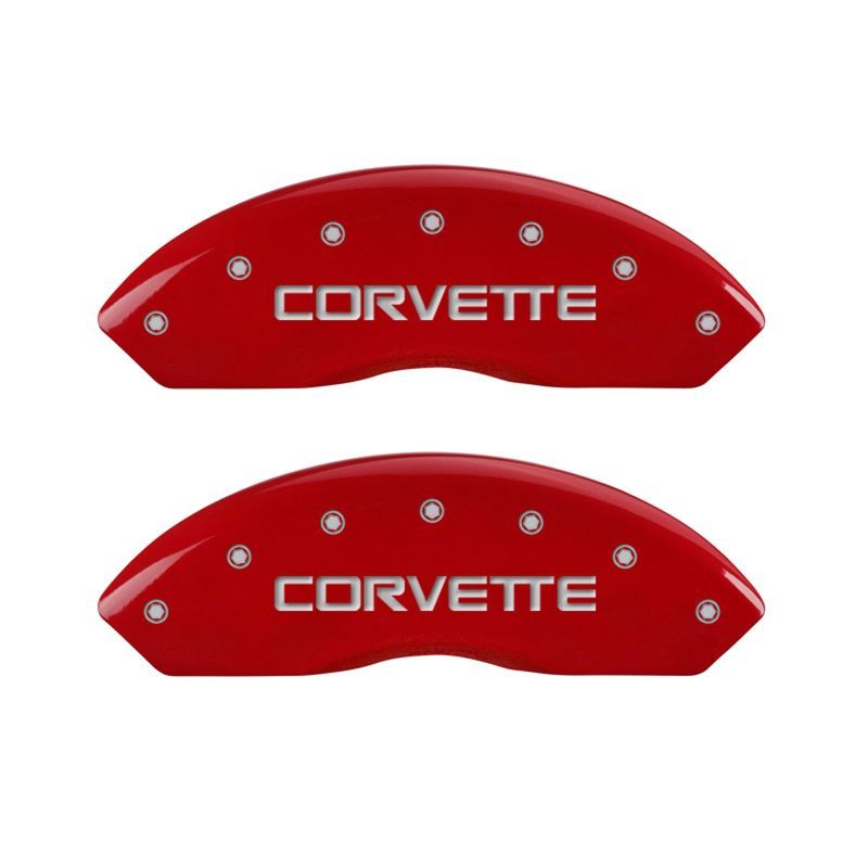 MGP 4 Caliper Covers Gloss Red Engraved with Corvette C4 (Full Kit 4 Pieces)-Caliper Covers-MGP-MGP13013SCV4RD-SMINKpower Performance Parts