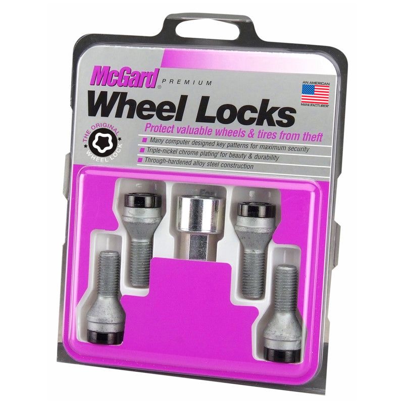 McGard Wheel Lock Bolt Set - 4pk. (Cone Seat) M12X1.5 / 17mm Hex / 25.5mm Shank Length - Black-tuningsupply.com