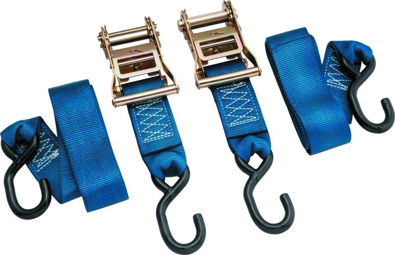 BikeMaster 2x84in Ratchet Tiedown Pair - Blue-tuningsupply.com