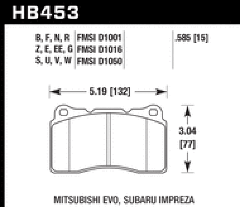 
    

Hawk Performance HB453C.585 - HAWKHB453C.585 - Hawk 03-06 Evo / 04-09 STi / 09-10 Genesis Coupe (Track) / 2010 Camaro SS HPX Motorsports Front Brak - Shipped in Europe - Tuningsupply.com

  