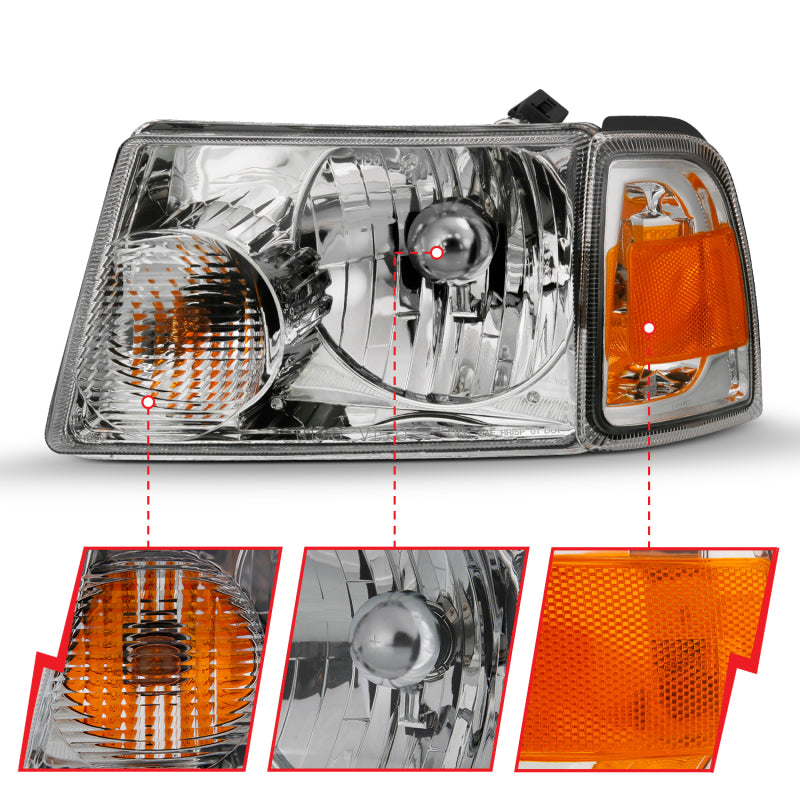 

ANZO 111484 - ANZ111484 - ANZO 2001-2011 Ford Ranger Crystal Headlight Chrome w/Corner Lights (OE Replacement) - Shipped in Europe - Tuningsupply.com
