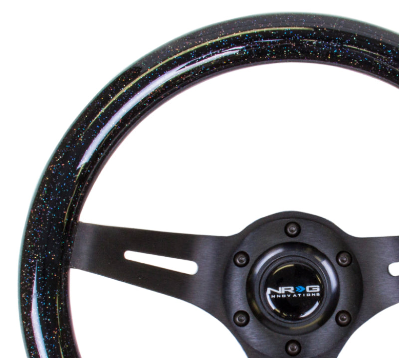 NRG Classic Wood Grain Steering Wheel (310mm) Black Sparkle w/Blk 3-Spoke Center-tuningsupply.com