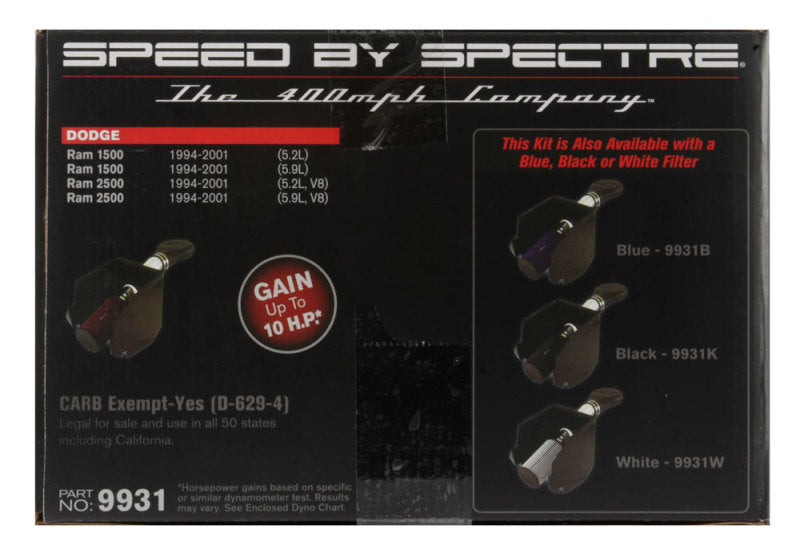 

Spectre 9931 - SPE9931 - Spectre 94-01 Dodge RAM 1500/2500 V8-5.2/5.9L F/I Air Intake Kit - Polished w/Red Filter - Shipped in Europe - Tuningsupply.com
