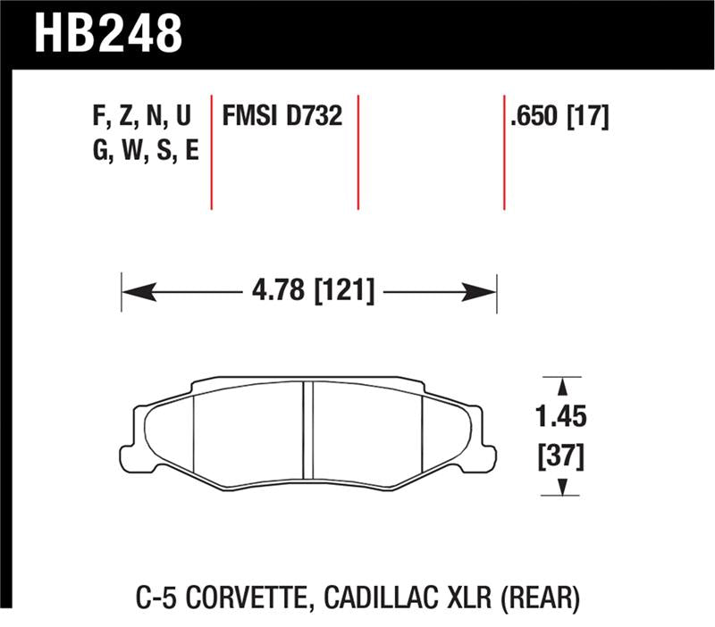 

Hawk Performance HB248U.650 - HAWKHB248U.650 - Hawk 97-12 Corvette/01-04 Z06/05-09 Z51 DTC-70 Race Rear Brake Pads - Shipped in Europe - Tuningsupply.com
