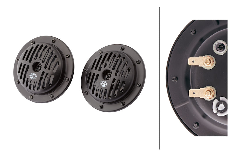 

Hella LA004811042 - HELLA004811042 - Hella Supertone Horn Kit 12V 310/380HZ HTone Black - Shipped in Europe - Tuningsupply.com
