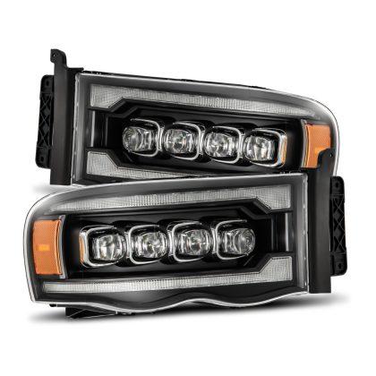 AlphaRex 02-05 Dodge Ram 1500 NOVA LED Proj Headlights Plank Style Blk w/Activ Light/Seq Signal-tuningsupply.com