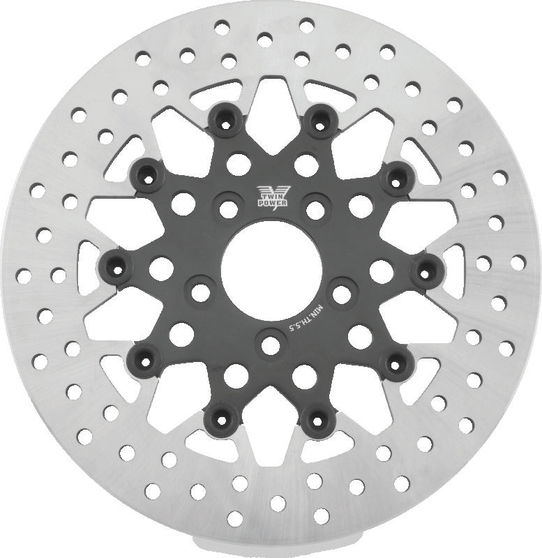 Twin Power 08-Up FLH FLT Rear 11.8in Floating Rotor Mesh Black