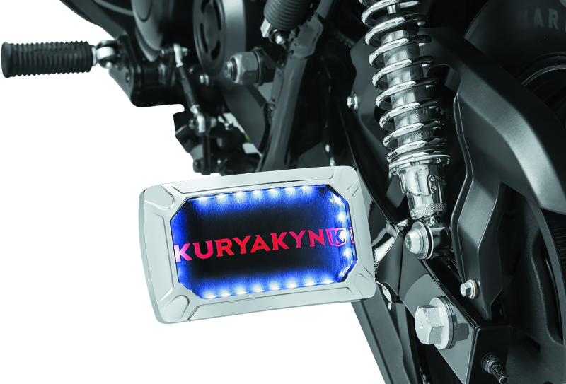 Kuryakyn Nova Curved Horizontal Mount Side License Plate Holder Chrome-tuningsupply.com