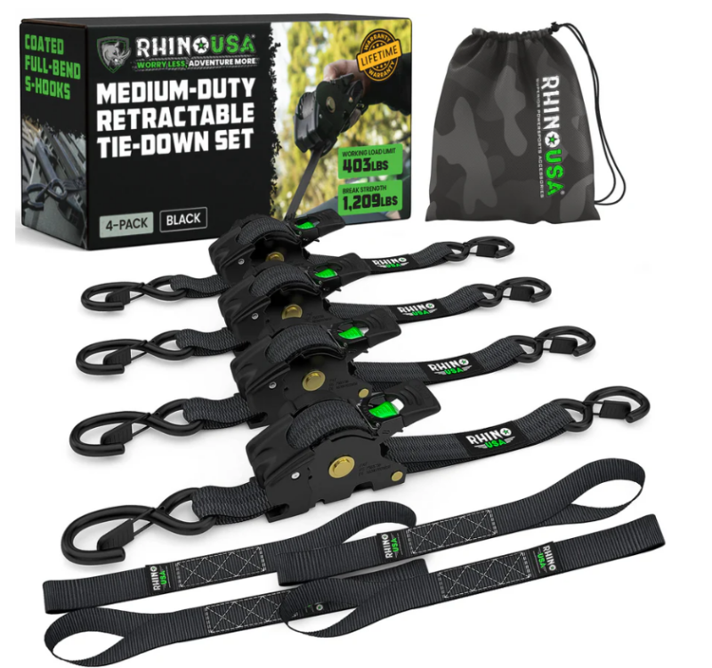 

Rhino USA TD-RSRE1X10-BLK-R - RSATD-RSRE1X10-BLK-R - Rhino USA Retractable Ratchet Straps (4Pk 1Inx10Ft) (Black) - Shipped in Europe - Tuningsupply.com
