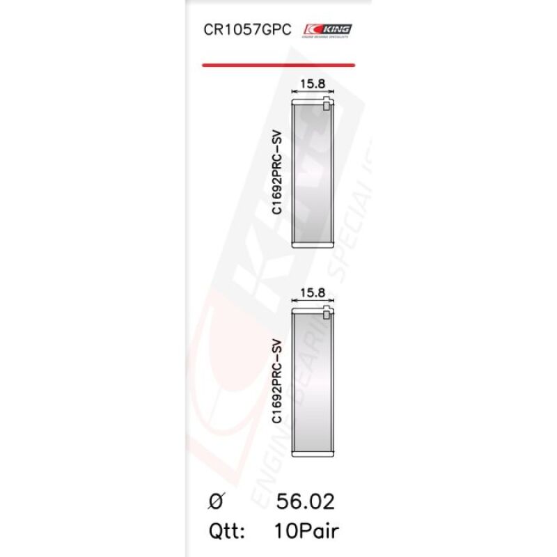 
    

King Engine Bearings CR1057GPC - KINGCR1057GPC - King Engine Bearings 05-10 BMW M5 E60 (S85B50) Coated & Graded Connecting Rod Bearing Set - Shipped in Europe - Tuningsupply.com

  