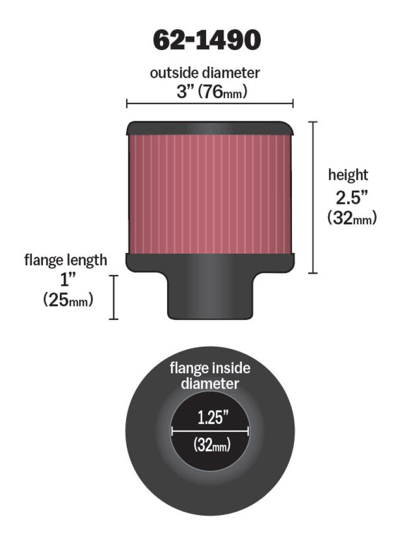 

K&N Engineering 62-1490 - KNN62-1490 - K&N Rubber Base Chrome Top Push-In Crankcase Vent Filter 3in OD x 2-1/2in H. - Shipped in Europe - Tuningsupply.com
