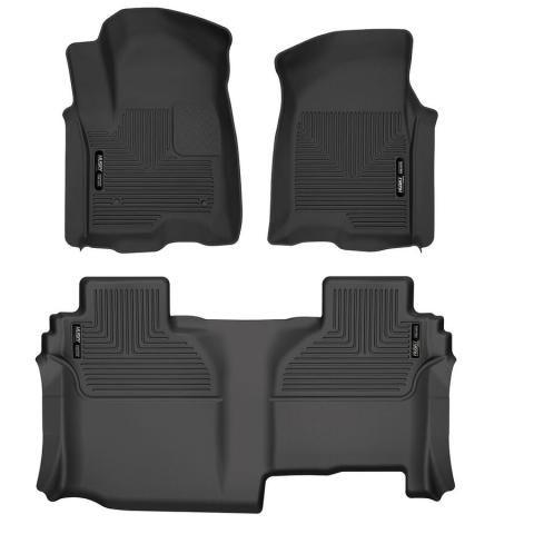 Husky Liners 19-24 Chevy Silverado1500/GMC Sierra1500 X-Act Front + 2nd Seat Floor Liner Set-Black-tuningsupply.com