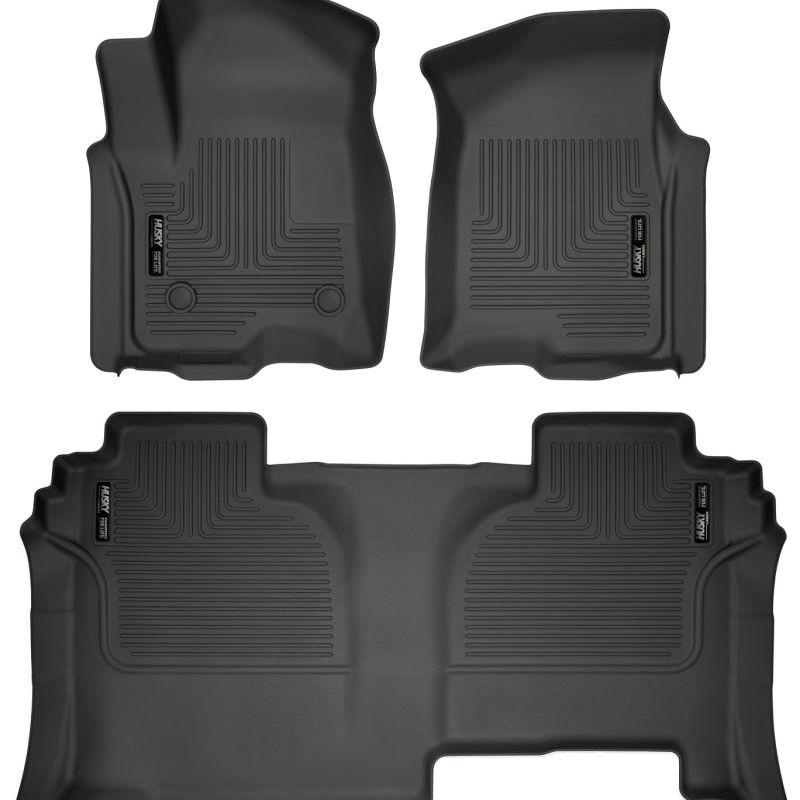 Husky Liners 19-23 GMC Sierra 1500 Double Cab Weatherbeater Black Front & 2nd Seat Floor Liners-tuningsupply.com