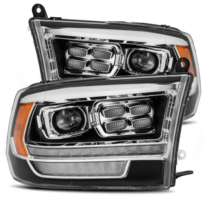 AlphaRex 09-18 Dodge Ram 2500 LUXX LED Proj Headlights Plank Style Black w/Activ Light/DRL-tuningsupply.com