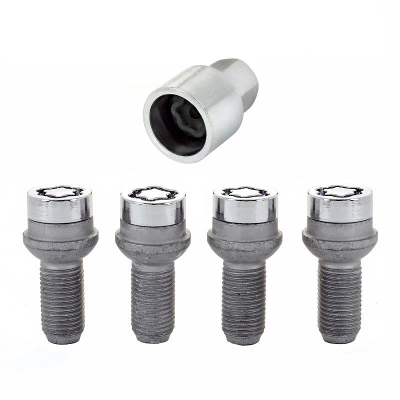 McGard Wheel Lock Bolt Set - 4pk. (Radius Seat) M14X1.5 / 17mm Hex / 26.7mm Shank Length - Chrome-tuningsupply.com