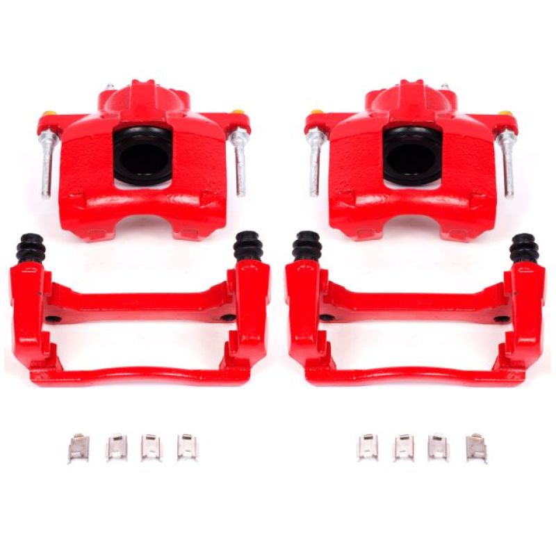 Power Stop 07-18 Jeep Wrangler JK Front Red Calipers w/Brackets - Pair-tuningsupply.com