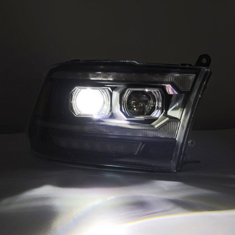 AlphaRex 09-18 Ram 2500 LUXX LED Proj Headlight Plank Style Alpha Blk w/Activ Light/Seq Signal/DRL-tuningsupply.com