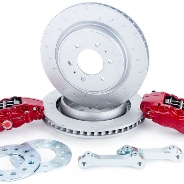 Alcon 10-14 & 17-18 Raptor/09-17 F150 360x32 Rotors 4-Piston Red Rear Brake Kit w/o Elect Park Brake-tuningsupply.com