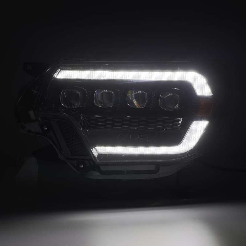 AlphaRex 12-15 Toyota Tacoma NOVA LED Proj Headlights Plank Alpha Blk w/Activ Light/Seq Signal/DRL-tuningsupply.com